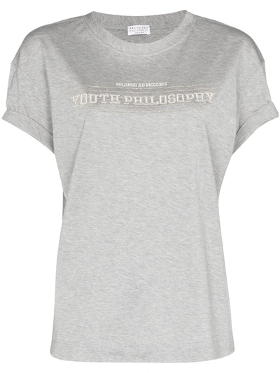 Brunello Cucinelli Youth Philosophy T-shirt In Grey
