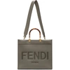 Fendi Sunshine Large Leather Shopper In Grey