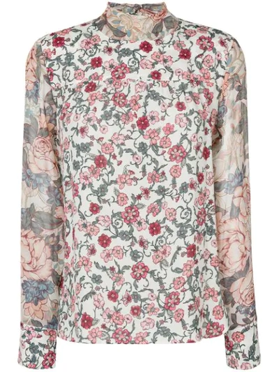 See By Chloé Pussy-bow Floral-print Chiffon And Silk-georgette Blouse In Natural White