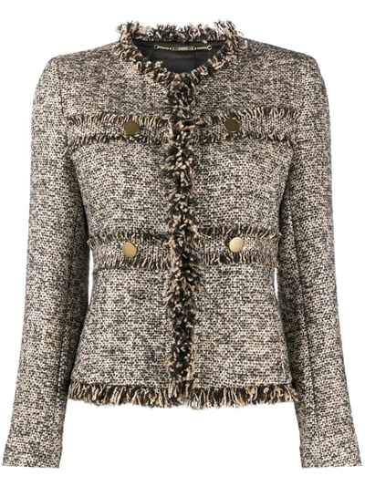 Seventy Frayed Trim Tweed Jacket In Cammello
