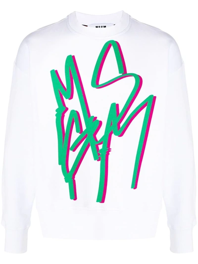 Msgm Logo Print Sweatshirt In White