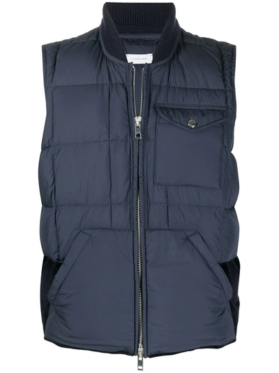 Caruso Padded Zip-up Gilet In Blue