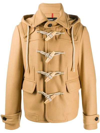 Dsquared2 Hooded Duffle Coat In Neutrals