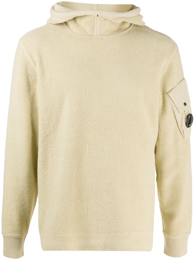 C.p. Company Cowl Neck Hooded Fleece Sweatshirt In Neutrals