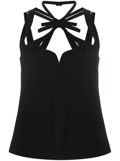 Gucci Tie-detail Bustier Collar Top In Black