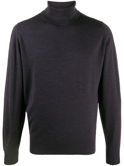 John Smedley Turtleneck Wool Sweater In Grey