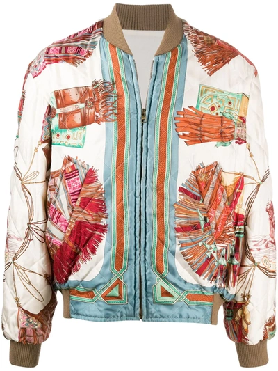 Pre-owned Hermes 1980s  Cuirs Du Desert Reversible Bomber Jacket In Neutrals