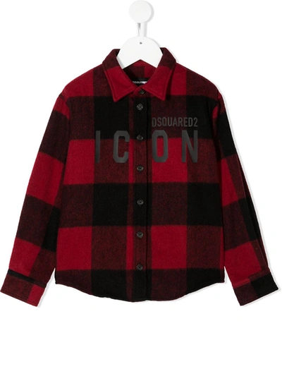 Dsquared2 Kids' Icon-print Plaid Shirt In Red