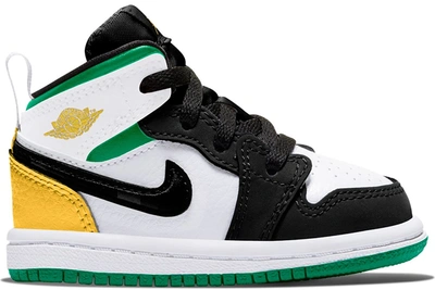 Pre-owned Jordan 1 Mid Se White Laser Orange Lucky Green (td) In White/laser Orange-black-lucky Green