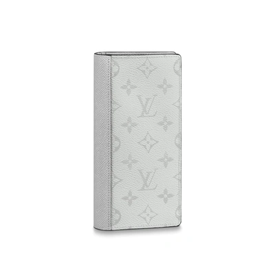 Pre-owned Louis Vuitton  Brazza Wallet Monogram Antarctica Taiga White