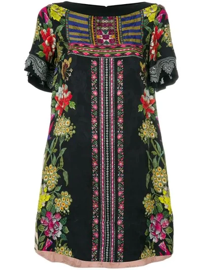 Etro Floral Print Silk Tunic Dress In Pink