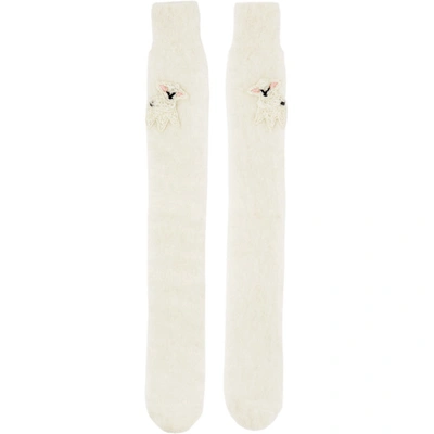 Gucci White Alpaca & Wool Lamb Socks In 9200 Ivory