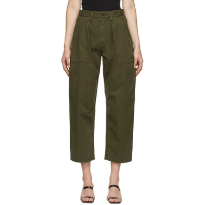 Agolde Mari Cotton-twill Tapered Pants In Green