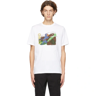 Ps By Paul Smith Regular Fit Dino Climb T-shirt In White 1