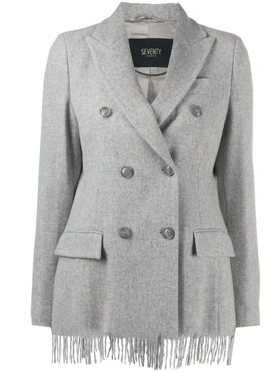 Seventy Fringe Hem Double-breasted Jacket In Grey