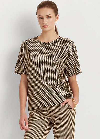 Lauren Ralph Lauren Double-knit Jacquard T-shirt In Classic Camel Combo