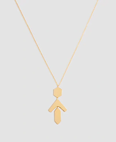 Ann Taylor Hexagon Pendant Necklace In Gold