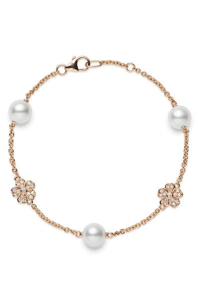 Mikimoto Women's Cherry Blossom 18k Rose Gold, Diamond & Pearl Bracelet In Pink