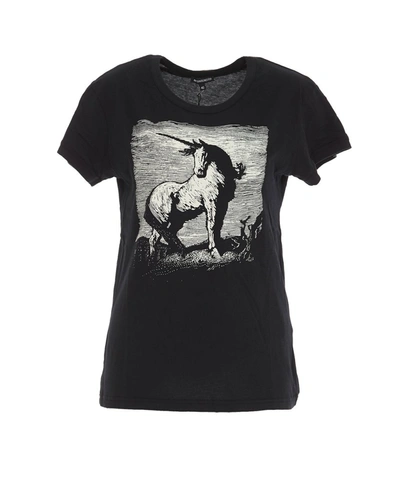 Ann Demeulemeester Graphic Print T In Black