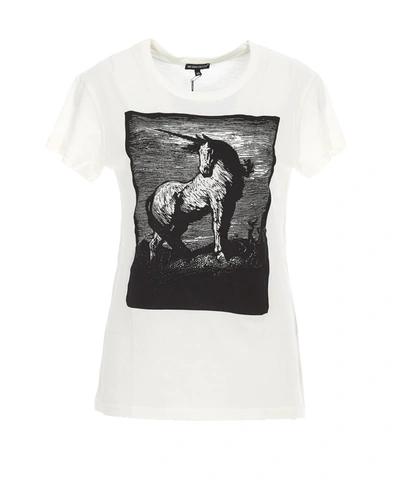Ann Demeulemeester Graphic Print T In White
