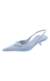 Prada Women's Logo-detailed Nylon Slingback Pumps In Light Blue