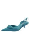 Prada Nylon Flower-embellished Pumps In Blue