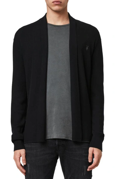 Allsaints Mode Slim Fit Wool Cardigan In Black