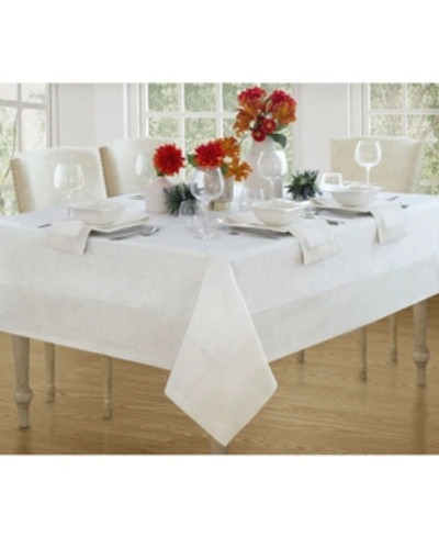 Villeroy & Boch New Wave Metallic Border Linen Tablecloth, 70" X 96" In White/gold