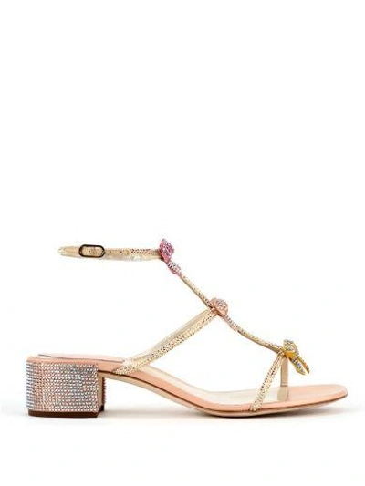 René Caovilla Rhinestone Sandals In Pink