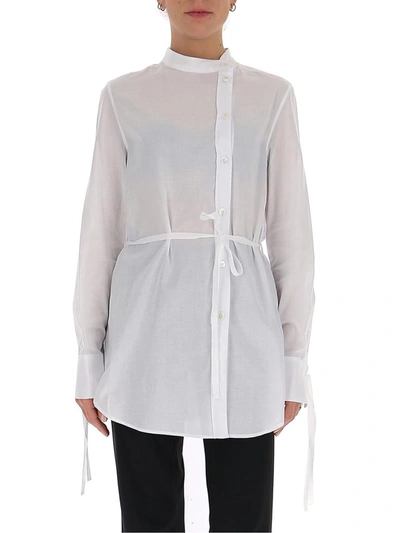 Ann Demeulemeester Collarless Asymmetric Blouse In White