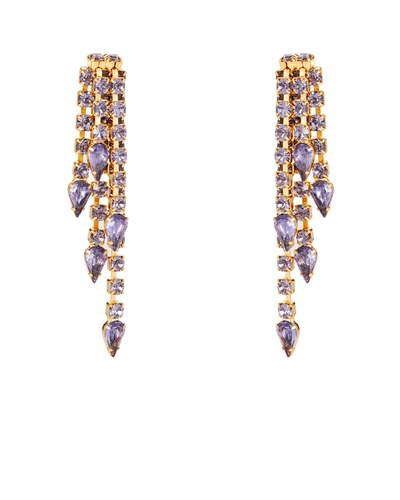 Elizabeth Cole Hayden Crystal Fringe Earrings In Purple-drk