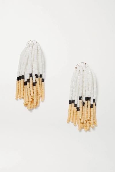 Roxanne Assoulin Bushy Enamel And Gold-tone Beaded Earrings In White