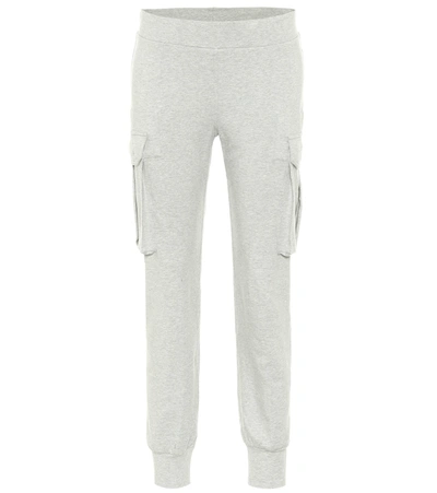 Norma Kamali Cropped Striped Stretch-cotton Jersey Track Pants In Gray