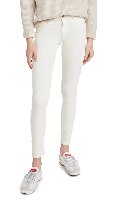 Ag Farrah Mid-rise Stretch Seamless Skinny Jeans In Ivory Dust