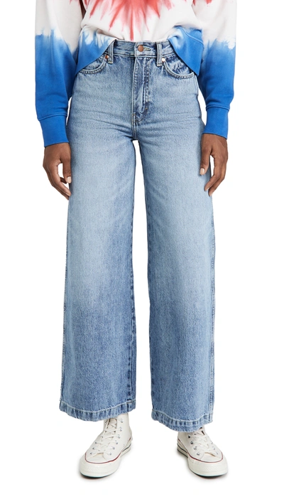 Wrangler High Rise Wide Leg Jeans In Bleach Wash-blues In Sunny