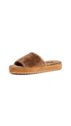 Vince Women's Kalina Shearling Slide Sandals In Brown Sugar