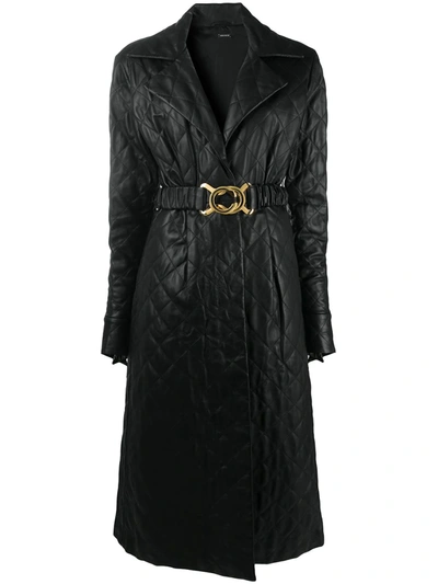 Dodo Bar Or Sally Belted Quilted-leather Shirt Dress In Black