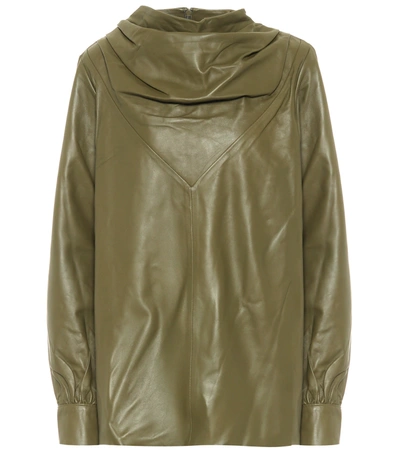 Dodo Bar Or Bilbi Drape-neck Leather Top In Green