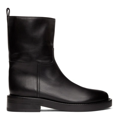 Ann Demeulemeester Black Leather Zip-up Boots In Tucson Nero