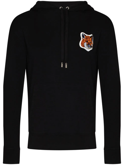 Maison Kitsuné Fox Head Cotton-jersey Hooded Sweatshirt In Black