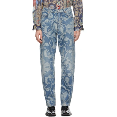 Martine Rose Portrait And Paisley-jacquard Straight-leg Jeans In 
