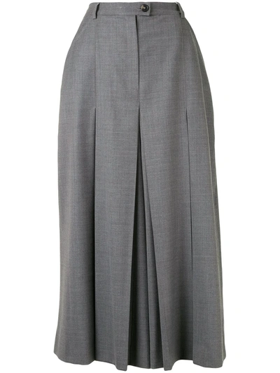 Maison Margiela A-line Flannel Midi Skirt In Dark Grey Melange