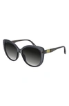 Gucci 57mm Gradient Cat Eye Sunglasses In Opal Dark Grey/ Grey Gradient