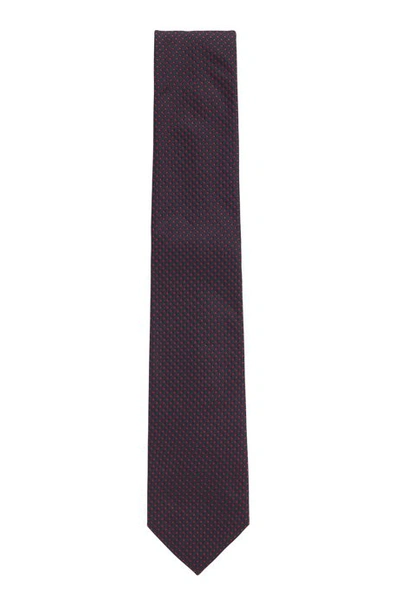 Hugo Boss - Pure Silk Tie With Jacquard Woven Micro Pattern - Red