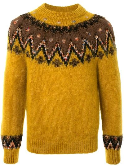 Coohem Intarsia-knit Crew Neck Jumper In Yellow