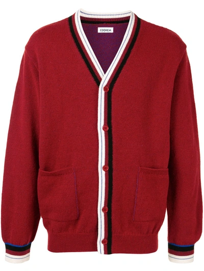 Coohem Shetland Tech-knit Cardigan In Red