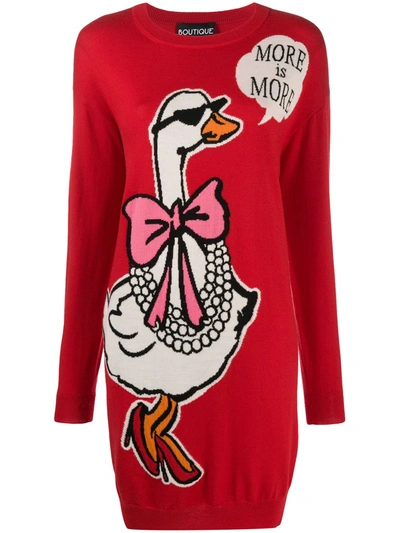 Boutique Moschino Intarsia-knit Dress In Red