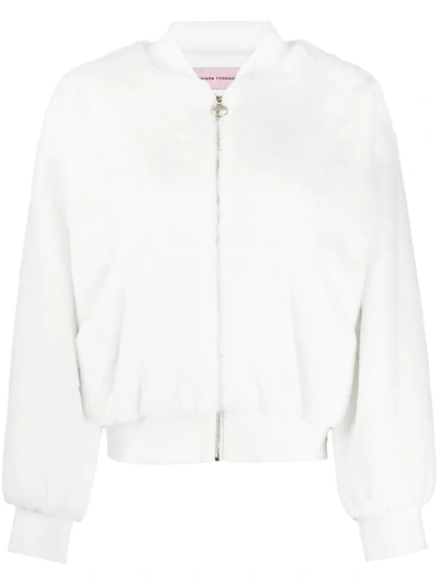 Chiara Ferragni Embroidered-eye Textured Jacket In White