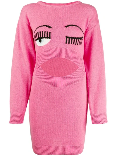 Chiara Ferragni Wool Cashmere Blend Dress In Pink