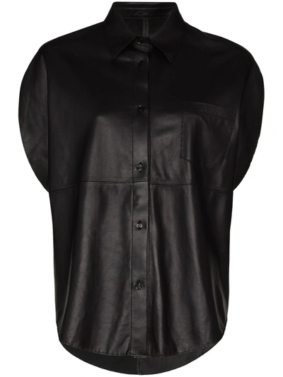 Mm6 Maison Margiela Oversized Leather Shirt In Black